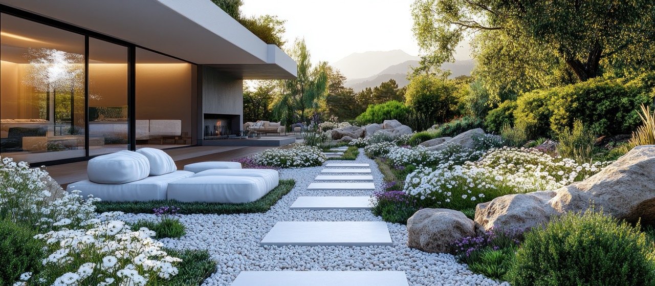 Modern House with Garden Landscape